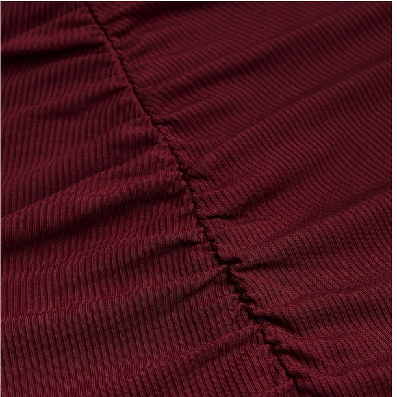 Skims Soft Lounge Crop Long Sleeve & Ruched Long Skirt Set Color Wine - Picture 9 of 15